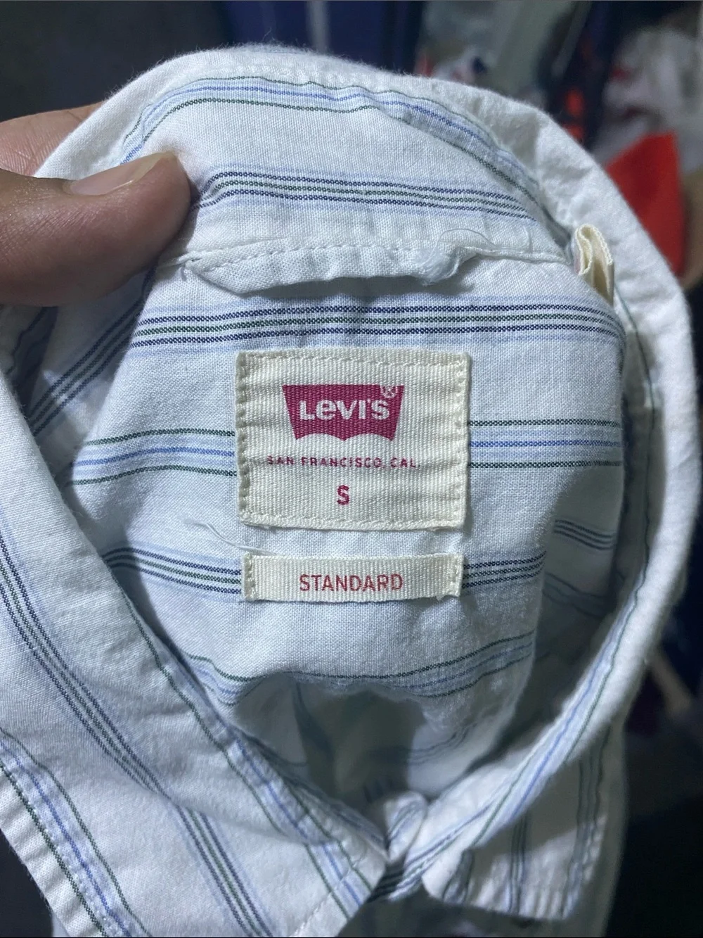 Levi's White Button-Down Shirt with Gray Stripes